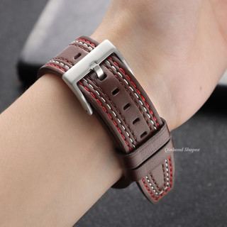 Vintage Khâu Đỏ Chính Hãng Da Bò Dây Đeo Đồng Hồ 20 Mm 22 Mm Nhanh Da Phát Hành Đồng Hồ Thông Minh Dây Đeo Nam Nữ Vòng Tay Cho SEIKO Diver