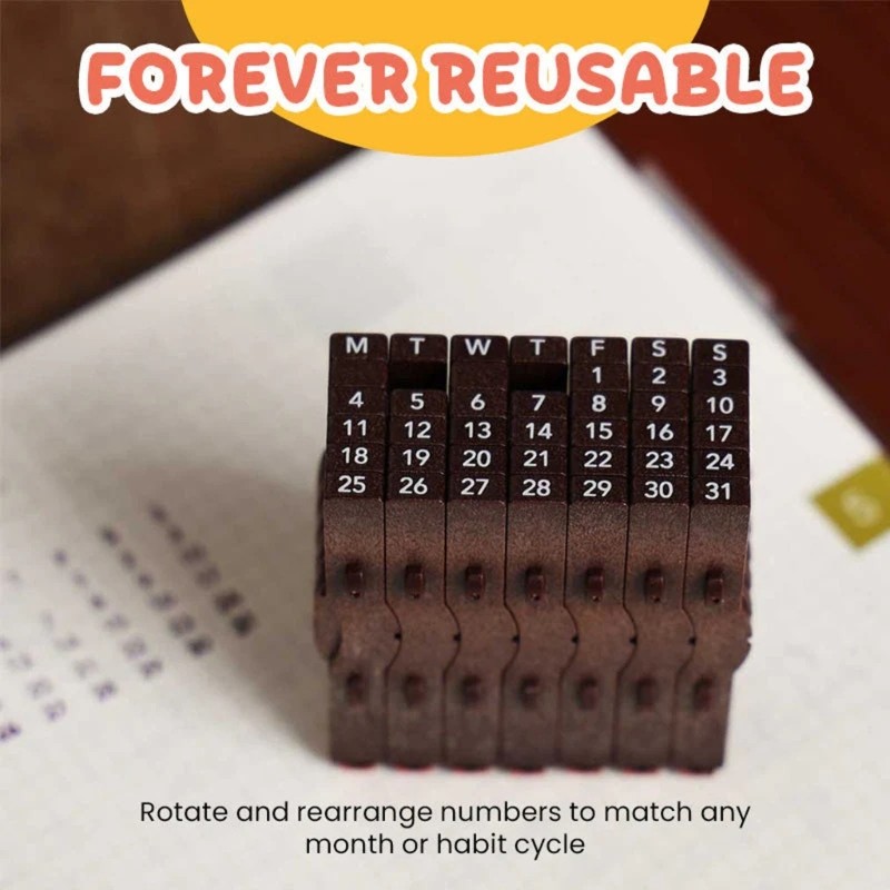 Calendar Date Stamp with Easy Roll Date Adjustment for Office Organization