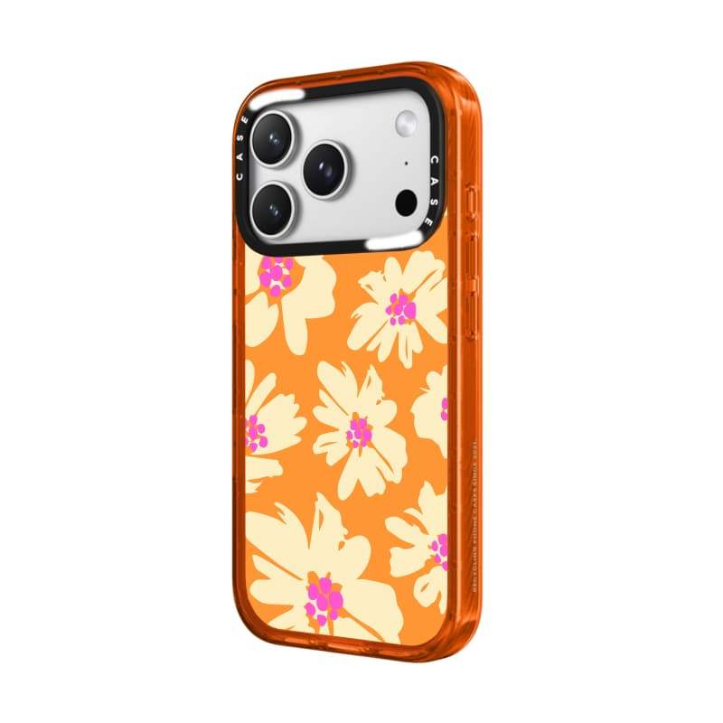 CASECASE X Summer Blossom Orange Clear Hard Từ Hút Tác Động Dành Cho Apple IPhone 12 13 14 15 16 17 Pro Max Air Plus Có Hộp