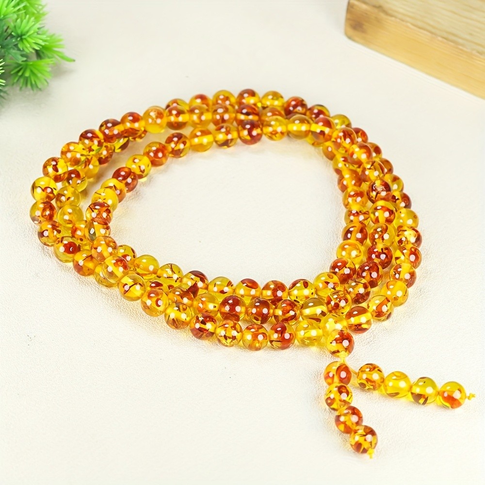 Vòng tay sáp ong 108 hạt màu hổ phách Vòng cổ nam nhiều vòng