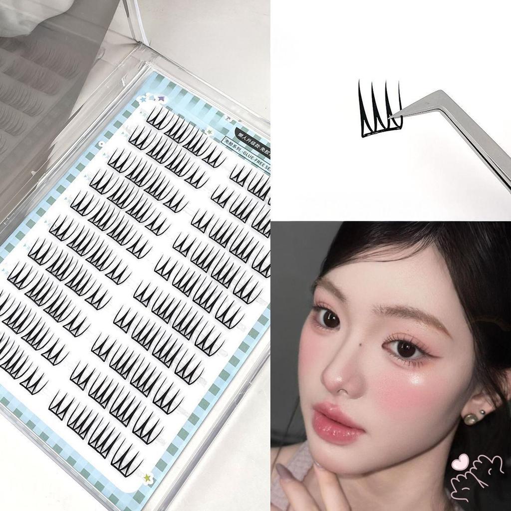 IOIIK 10 hàng--Cụm đơn không keo cho phụ nữ Lông mi có thể tái sử dụng trái & phải Thích hợp cho phụ nữ mọi lứa tuổi