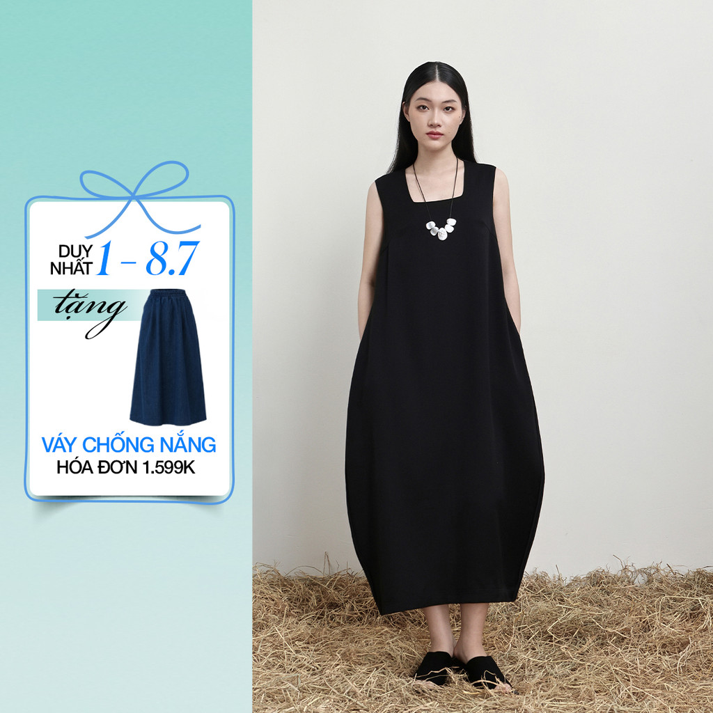 [ALEEVA x GUMAC] Đầm Thiết Kế Form Suông Cổ U Dễ Mặc Thoải Mái EDG01061 (Everyday U-neck shift dress)