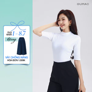 Áo Thun Nữ GUMAC Form Slim Cổ Lọ Tay Lửng Thanh Lịch Chất Mềm Mịn Co Giãn Tốt ATF11021