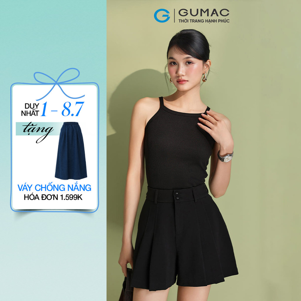 Áo Tanktop Nữ GUMAC Form Slim Cổ Tròn Chất Liệu Thun Gân Co Giãn Mềm Mịn ATF05029