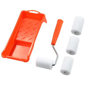 Tay Cầm 4 Bàn Chải Đĩa Xốp Con Lăn 6 Sơn mini Bộ Miếng Bọt Biển 7cm