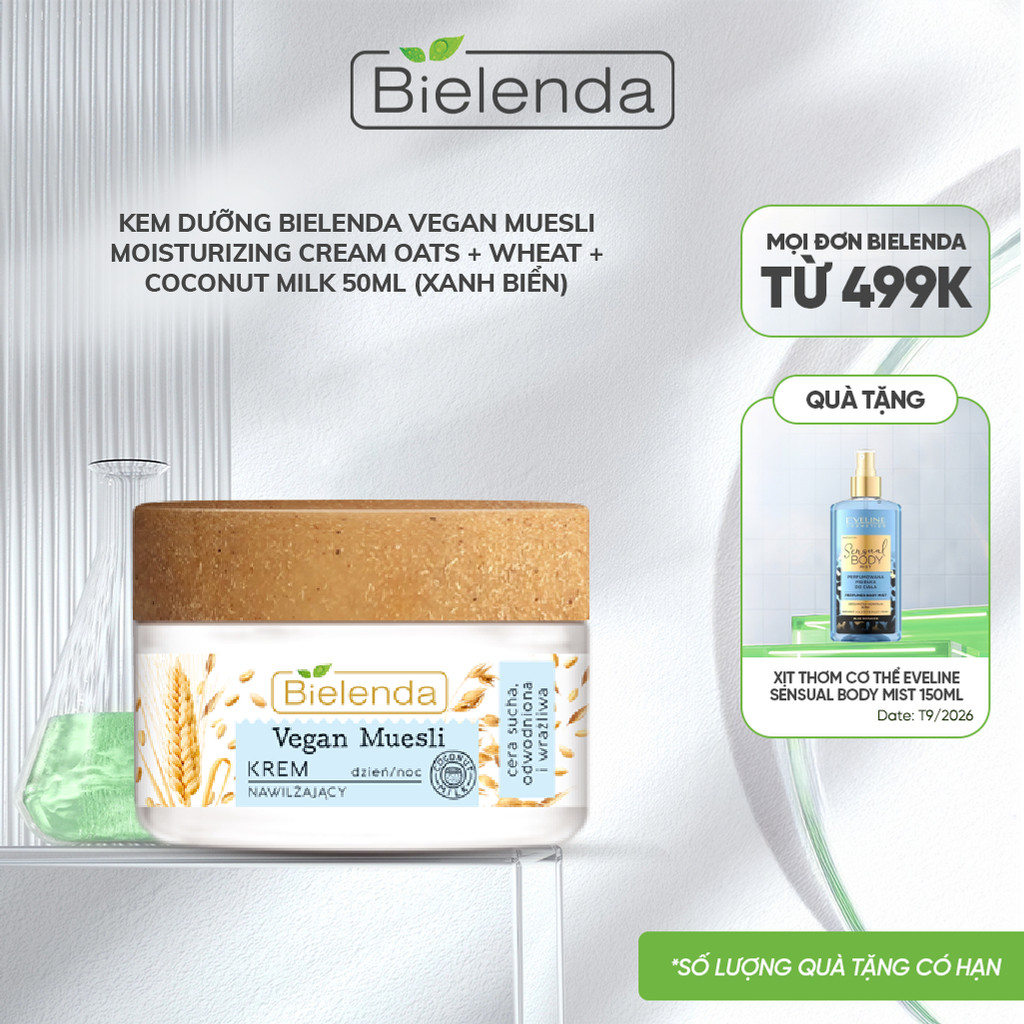 Kem dưỡng yến mạch Bielenda Vegan Muesli Moisturizing làm dịu, cấp ẩm, phục hồi da 50ml