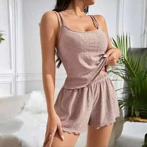 Phụ Nữ Rỗng Jacquard Quần Short Áo Pyjama Bộ Dành Cho Trong Nhà Còn Lại Phòng Ngủ Giải Trí Hàng Ngày Thư Giãn Tại Nhà Dịp