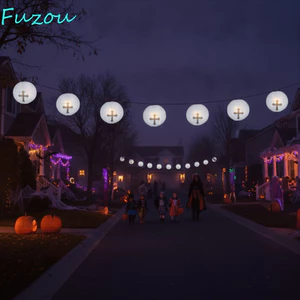 Đèn lồng giấy chữ thập FUJIOU Halloween, Đèn lồng giấy treo Halloween gấp tròn, Hộ gia đình có móc giấy DIY Bóng đèn Lễ hội ma