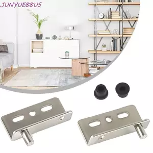 JUNYUE88US 2 Bản lề xoay, Trục giấu bằng thép không gỉ màu đen / bạc, Giá đỡ có ống lót Phụ kiện hạng nặng Đa chức năng trên dưới Kẹp bản lề Cửa gỗ