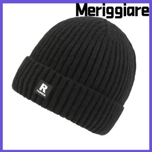 Mũ beanie MERIGGIARE, Mũ dệt kim móc lót nhung, Mũ beanie ngoài trời sang trọng chống gió mùa đông dành cho nam