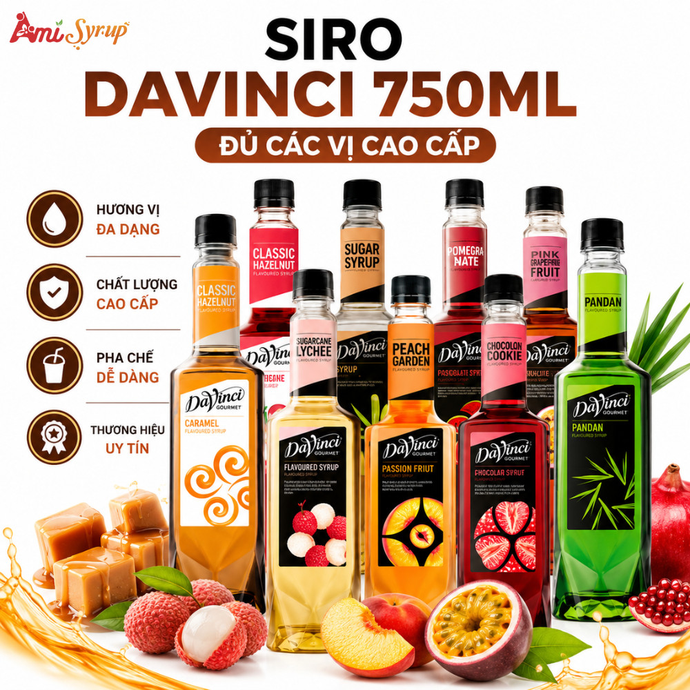 Siro Davinci 750ml Đủ Các Vị, Davinci Syrup Khơi Dậy Hương Vị Nổi Bật Của Mọi Đồ Uống