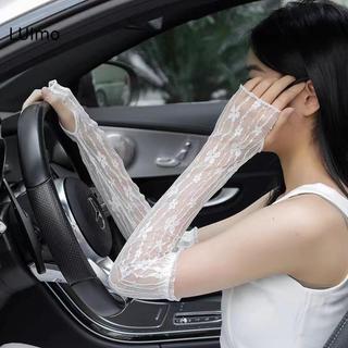 LUImo Mùa Hè Dài Ngón Găng Tay Nữ Chống Nắng Tay Găng Tay Nữ Mỏng Ren Lưới Tay Áo Uv Thoáng Khí Găng Tay SBS