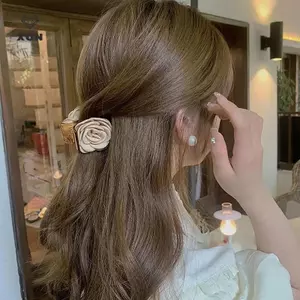 Satin Camellia Hoa Vuốt Tóc Kẹp Đuôi Ngựa Barrettes Kẹp Tóc Hoa Lãng Mạn Cho Nữ Bé Gái Phụ Kiện Tóc [Mina]