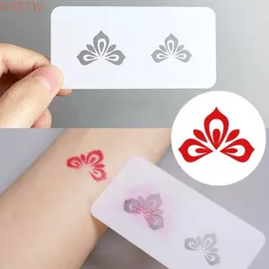 WEETW Hoa Hình Xăm Tạm Thời stencil, Mẫu Trang Điểm Mặt Không Lặp Lại DIY, Khuôn Vẽ Chống Thấm Nước Rỗng Tatouage Temporaire Body Art Painting stencil Trẻ Em