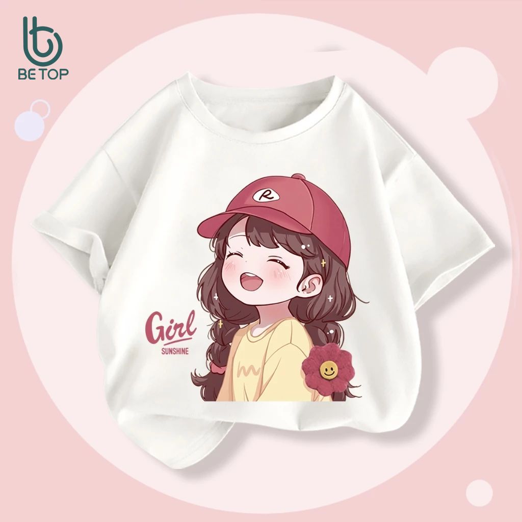 Áo Phông Bé Gái BETOP, Hình In Cute Siêu Hot, Chất Cotton Cao Cấp Mềm Mịn, Thoáng Mát, Bé Mặc Là Xinh