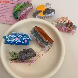 THEGIRL8B Koala Vuốt Tóc, Phim Hoạt Hình Acrylic Động Vật Tóc, Sáng Tạo Sinh Vật Biển Mũ Đội Đầu Gấu Cá Mập Lớn Kẹp Cô Gái