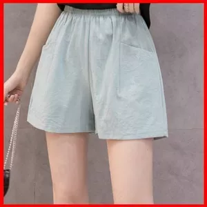 8 Màu Quần Short Nữ Vải Lanh Cotton Cao Cấp Ống Rộng Quần Thường Ngày Plus Kích Thước