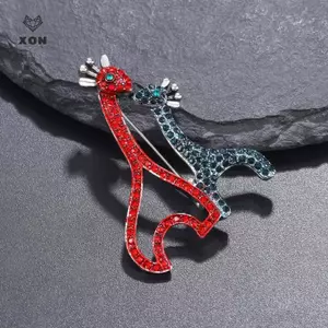 Thời Trang Kim Cương Giả Động Vật Đôi Hươu Cao Cổ Thổ Cẩm Dành Cho Nữ Quần Áo Áo Trang Sức Phụ Kiện Quà Tặng [Mina]