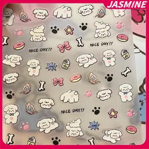 JASMINE 5D Nổi Hoạt Hình Dễ Thương Mèo Paw Cá Thiết Kế Móng Tay Nghệ Thuật Stier Đề Can Tự Dính Cung Cấp Cho Nữ Và Bé Gái JASMINE
