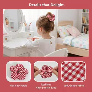 1 Cái Tóc Hình Hoa Scrunchies Thẩm Mỹ Kẻ Sọc Sáng Bóng Phụ Kiện Tóc Denim Cho Bé Gái Chụp Ảnh Hàng Ngày Mới