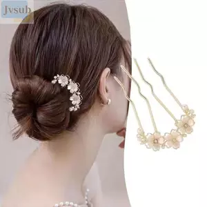 Lược chải tóc lượn sóng JVSUB, Kẹp tóc hoa phong cách rừng, Phụ kiện tóc hình chữ U cao cấp INS