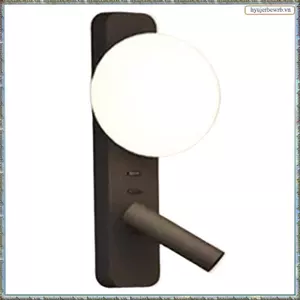 Đèn đầu giường Đèn tường LED có công tắc Đèn pha có thể điều chỉnh Đèn treo tường thủy tinh cho trang trí tường phòng ngủ Màu đen