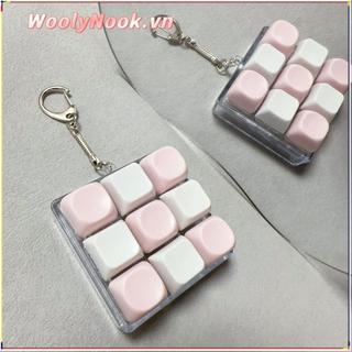 Bàn phím ngón tay WOOLYNOOK, Keycap 2 / 3 / 6 / 9 Phím Fidget Móc khóa, Tiện ích nút chìa khóa Pass The Time Pinch Toy Người lớn