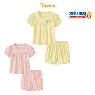 Bộ thun ngắn tay chất liệu petit cho bé gái Rabity 960.093