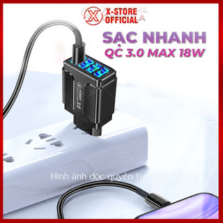 Củ sạc 4 cổng USB sạc nhanh QC 3.0, adapter sạc nhiều thiết bị, sạc cho điện thoại, máy tính bảng - CS4C