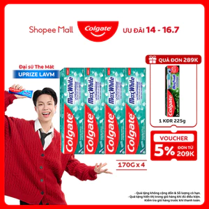 Bộ 4 Kem đánh răng Colgate MaxWhite tinh thể the mát, trắng răng trong 2 tuần