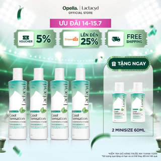 Bộ 4 Chai Dung Dịch Vệ Sinh Phụ Nữ Lactacyd Cool Sensation 250ml Mát Lạnh & Sạch Thoáng Dài Lâu