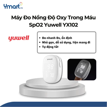 Máy đo oxy đầu ngón tay màn hình OLED Spo2 Yuwell YX102 và cảm biến tốc độ cao chính hãng