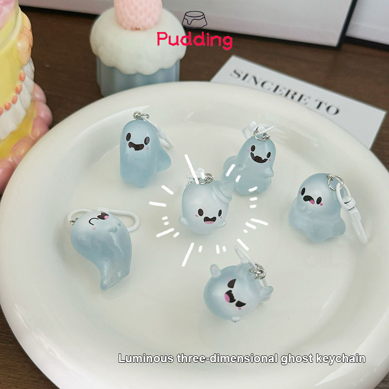 [pudding] Mặt dây chuyền ba lô người bạn thân nhất của cặp đôi Mặt dây chuyền phát sáng hoạt hình 3D Chuỗi chìa khóa Jelly Ghost