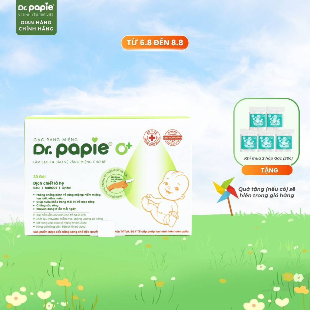 Gạc Rơ Lưỡi Làm Sạch Răng Lưỡi Nướu Phòng Tưa Lưỡi Nấm Miệng Dr.Papie Sáng Chế Độc Quyền