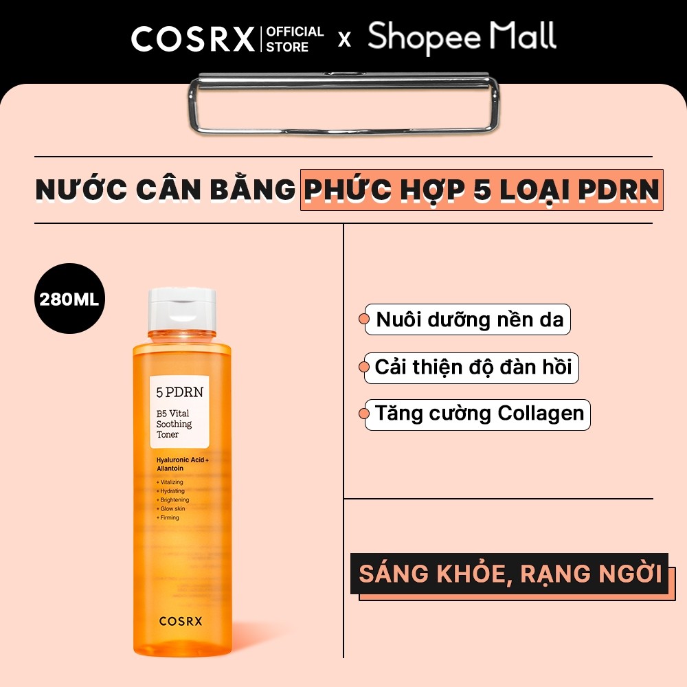 Toner phục hồi căng bóng COSRX 5 PDRN B5 VITAL SOOTHING TONER 280ml