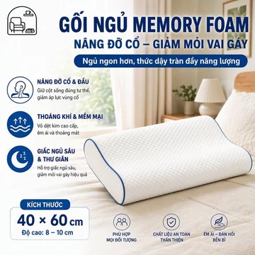 Gối Ngủ Memory Foam Công Thái Học Nâng Đỡ Cổ Gối Nằm Gối Ngủ Chống Đau Vai Gáy