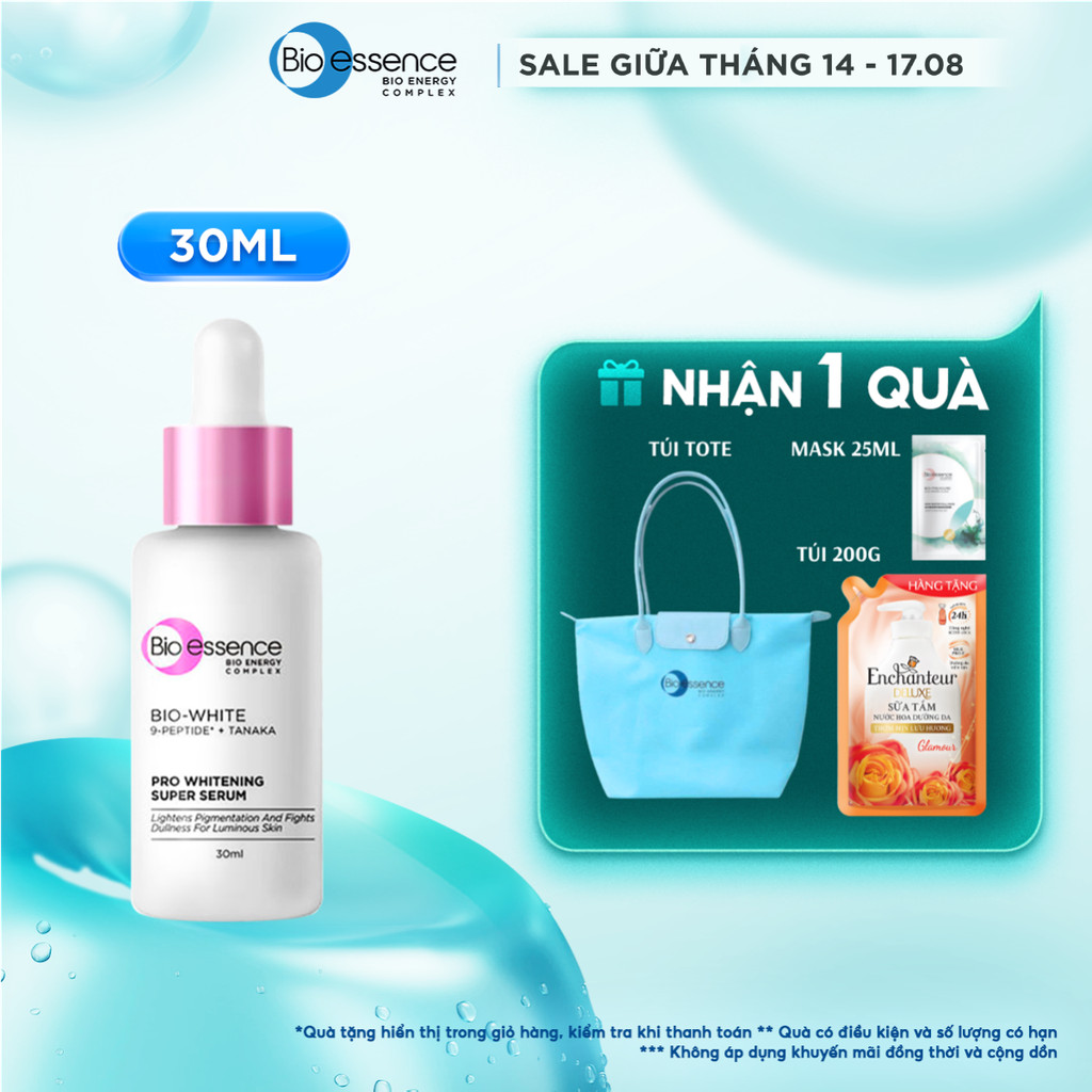 Tinh chất dưỡng trắng sáng da chuyên sâu, 4X hiệu quả dưỡng sáng, giảm đốm nâu Bio essence Bio White Pro Whitening 30ml