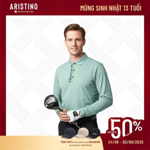 Polo Nam dài tay thể thao Aristino Golf, vải chống nhăn nhàu, thoải mái hoạt động  ALPG14W2