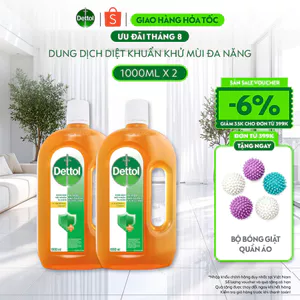 Combo 02 chai dung dịch diệt khuẩn khử mùi đa năng Dettol, 1L/chai