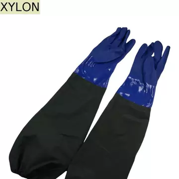 XYLON 1 Đôi Găng Tay Chống Thấm Nước Bảo Vệ Lao Động, Găng Tay Cao Su Chịu Hóa Chất Kéo Dài, Găng Tay Làm Vườn Tay Chống Mài Mòn Dày Làm Việc An Toàn Găng Tay Sân Vườn Ngoài Trời