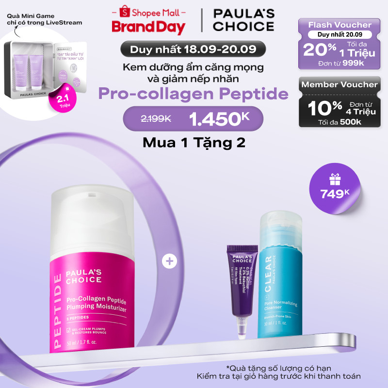 Kem dưỡng ẩm căng mọng và giảm nếp nhăn Paula's Choice Pro-Collagen Peptide Plumping Moisturizer 50ml 1510