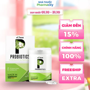 Viên uống Kudos Probiotics bổ sung lợi khuẩn đường ruột, tốt cho tiêu hóa (Hộp 30 viên)