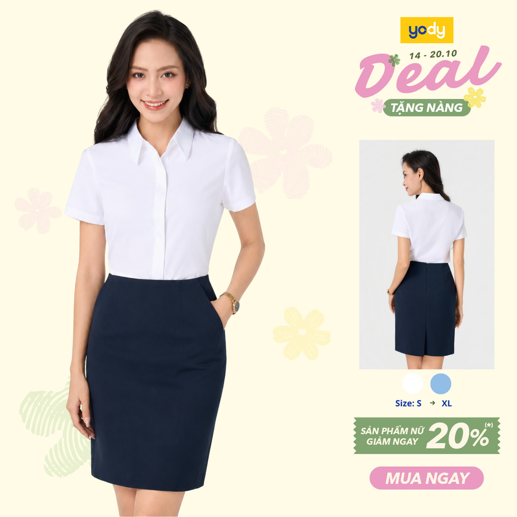 Aó Sơ Mi Nữ Yody Ngắn Tay Vải Nano Cao Cấp, Form Ôm Hiện Đại TRA WOSS26S003