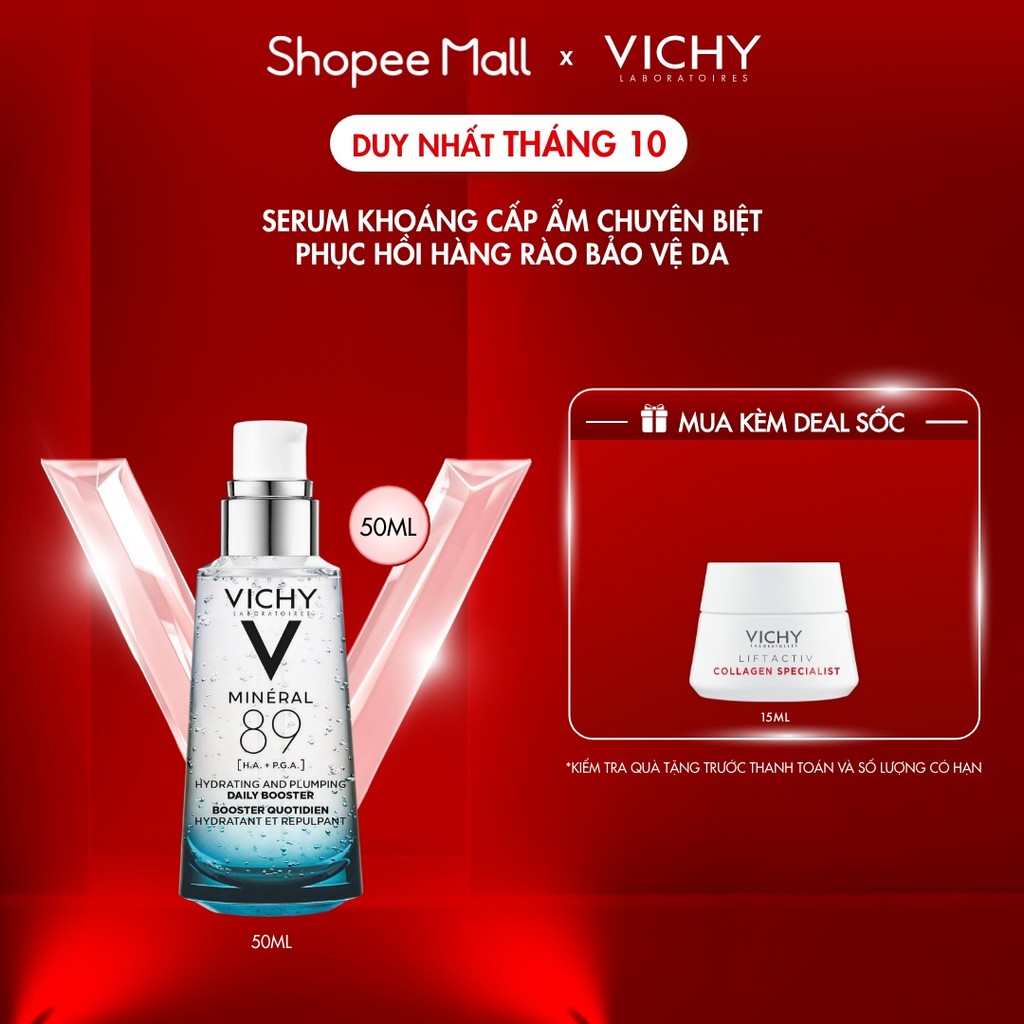 Serum khoáng “quốc dân” giúp phục hồi và cấp ẩm chuyên biệt Vichy Mineral 89 50ml, chống đa tác nhân làm suy yếu da