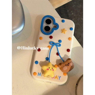 Ốp Lưng Silicon Ngôi Sao Gấu Cho iPhone 17ProMax 16ProMax 15ProMax Apple iPhone Case Màu Xanh Vàng Chống Rơi Phong Cách Y2K