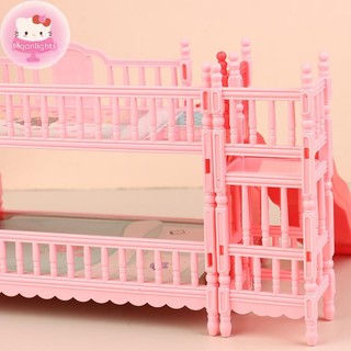 Moonlights Nhà Búp Bê Công Chúa Bunk Giường Có Trượt Nhà Búp Bê Mô Phỏng Đồ Nội Thất Phụ Kiện Búp Bê Nhà Trang Trí Phòng Ngủ EN