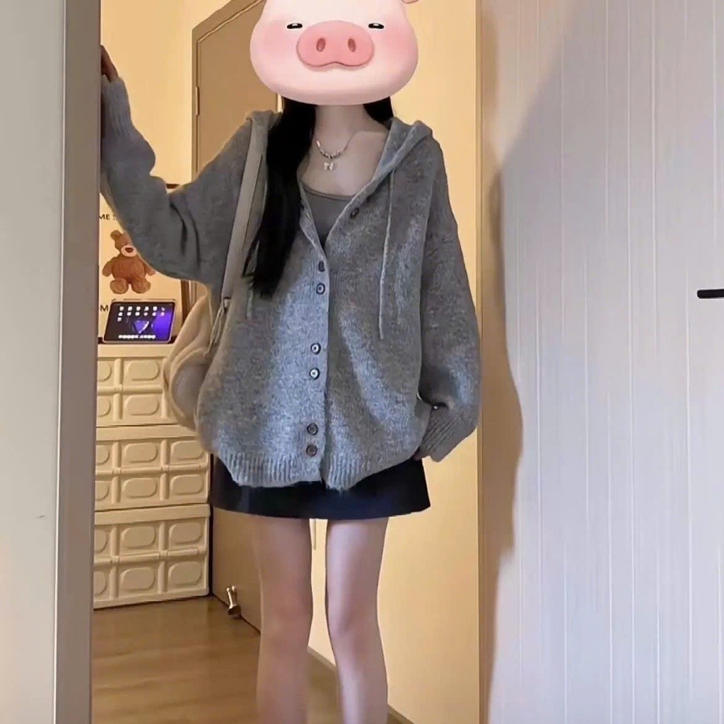 (HÀNG QC LOẠI 1) Áo len cardigan dài tay phối mũ chùm phong cách thời trang thu đông MT33 SP388