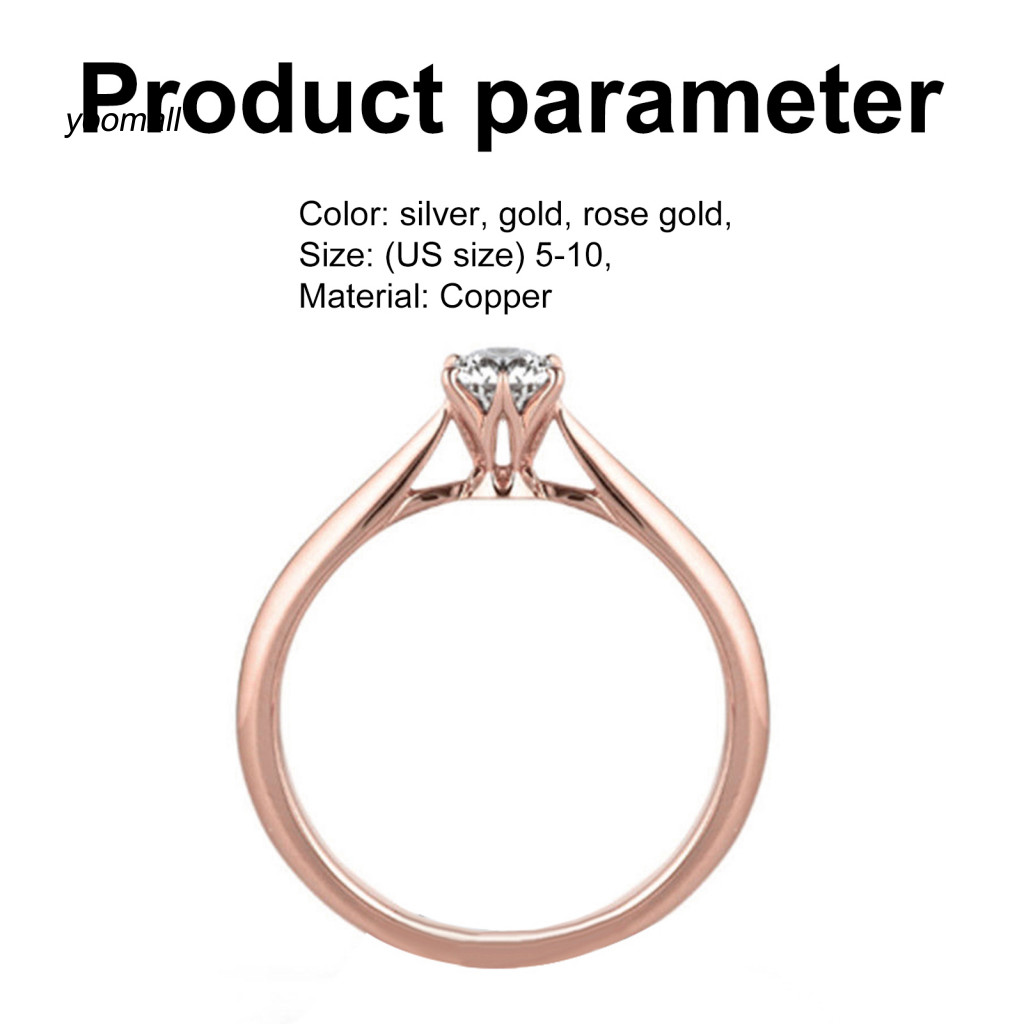 Nhẫn đính đá Cubic Zirconia hợp kim thanh lịch với sáu móng, phù hợp cho các bữa tiệc
