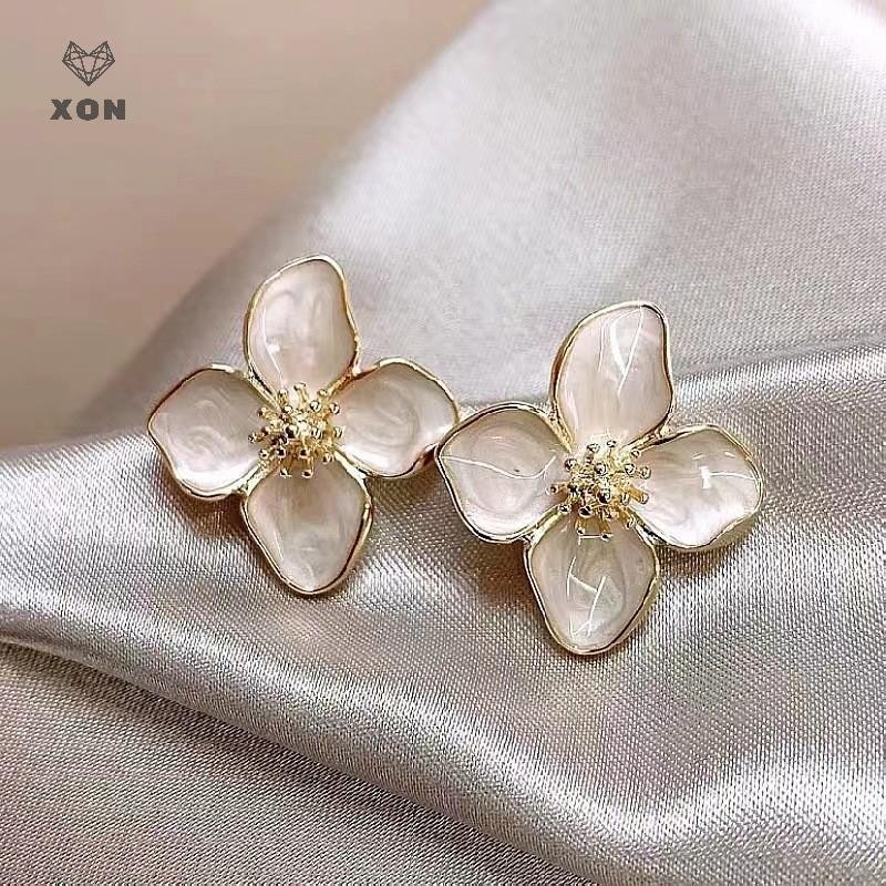 Bông Tai Hoa Tráng Men Nhỏ Giọt Cổ Điển Lãng Mạn