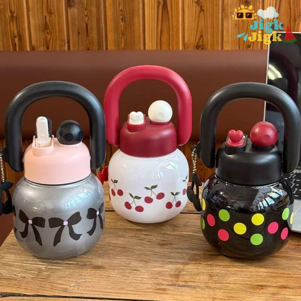 Chai Nước Ống Hút JiKK, Cốc Nước Anh Đào Nhựa, Dung Tích Lớn Dễ Thương Uống Đôi Nơ Sippy Cup Quà Tặng